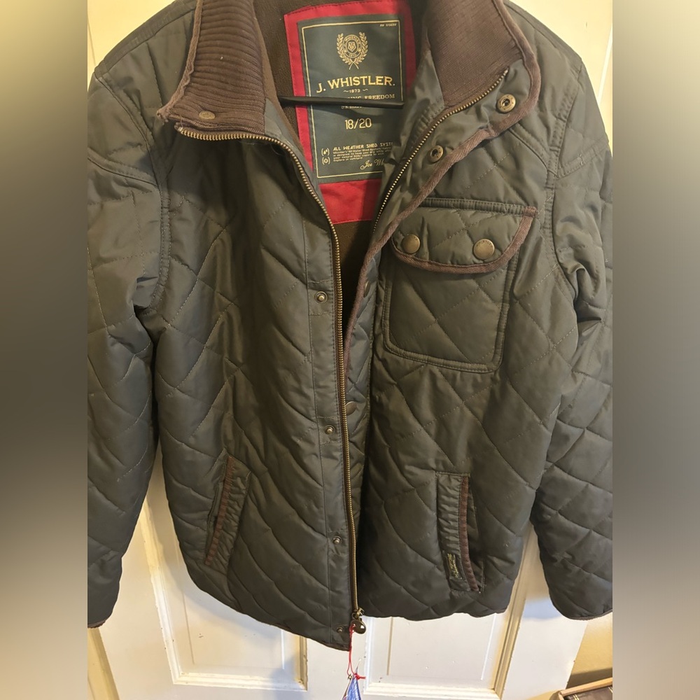J. Whistler Jacket Coat Quilted Fleece Lined Boys Size 18/20 Army Green